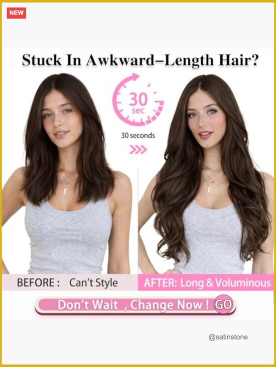 Long Wavy Layered Clip-in Hair Extensions, Synthetic Full Head Hairpiece 20 Inch main image 2